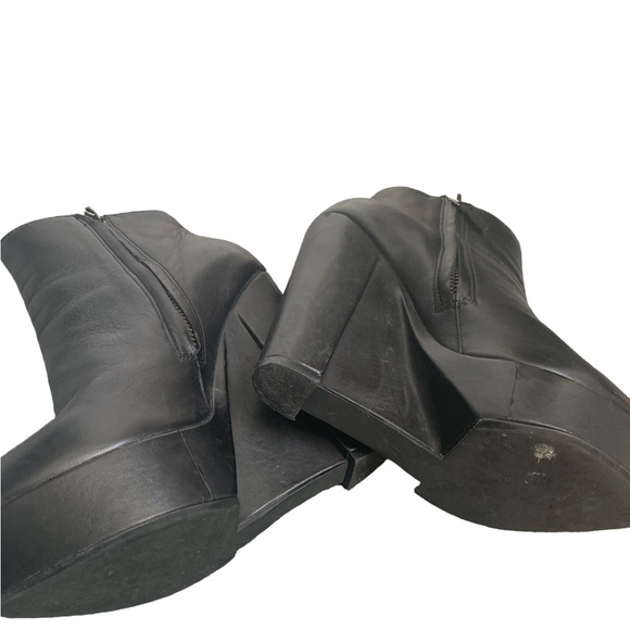 THEORY Black Leather Wedge Ankle Boots size 37 eu - Picture 6 of 8
